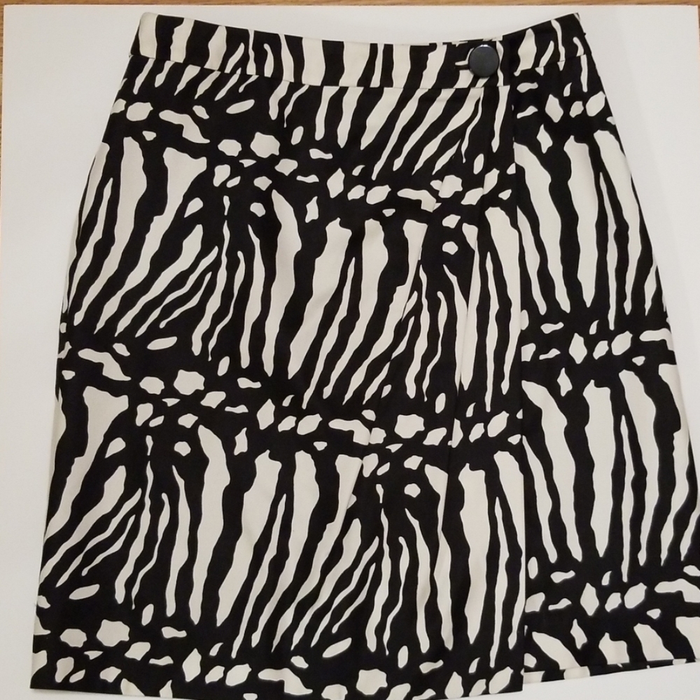 Ann Taylor lined faux wrap silk wool blend skirt
